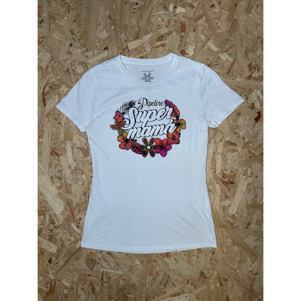 Pipeline Women’s “Super mama” Graphic White Shirt Sz S